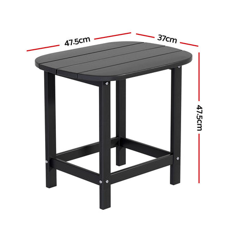 Normanville HDPE Outdoor Side Table, Black