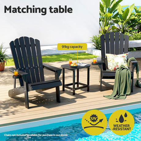 Normanville HDPE Outdoor Side Table, Black