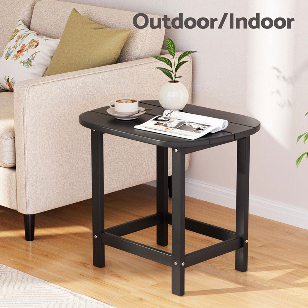 Normanville HDPE Outdoor Side Table, Black