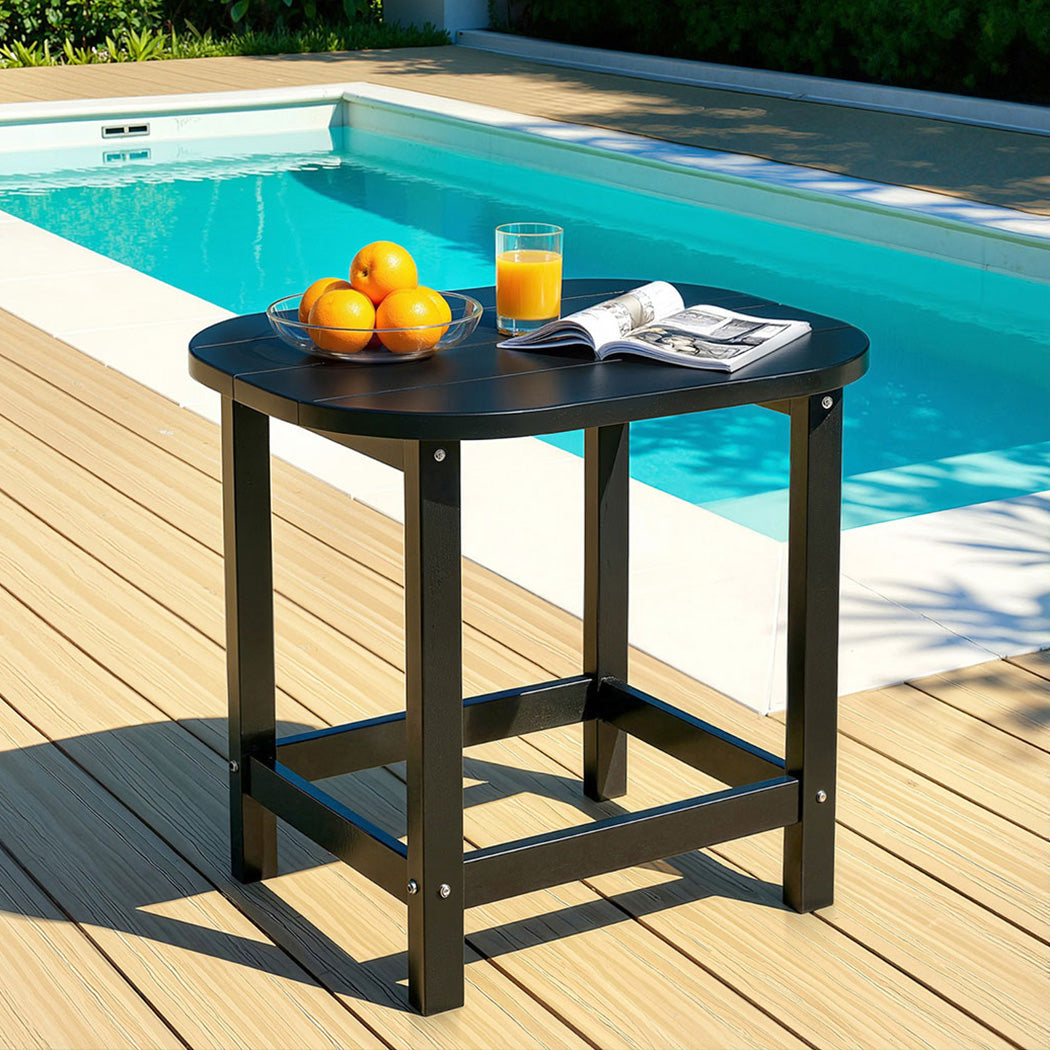 Normanville HDPE Outdoor Side Table, Black