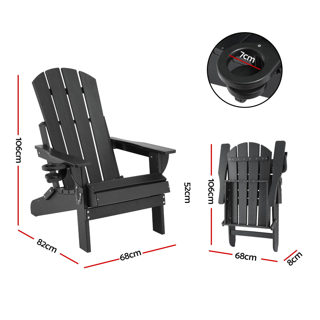 Moruya Adirondack Chair, Black image 2