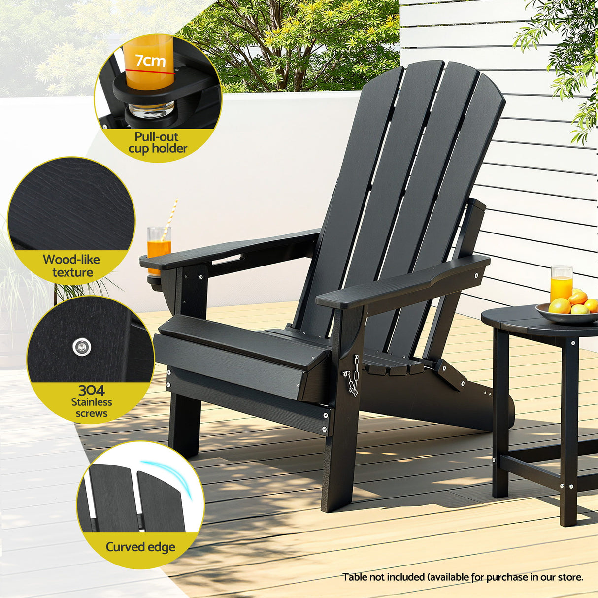 Moruya Adirondack Chair, Black image 5