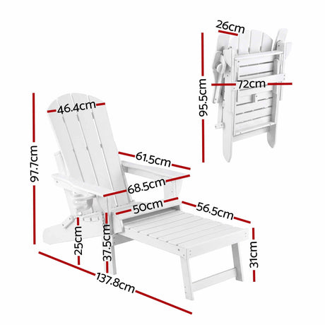 Warilla Folding Adirondack Chair White image 2