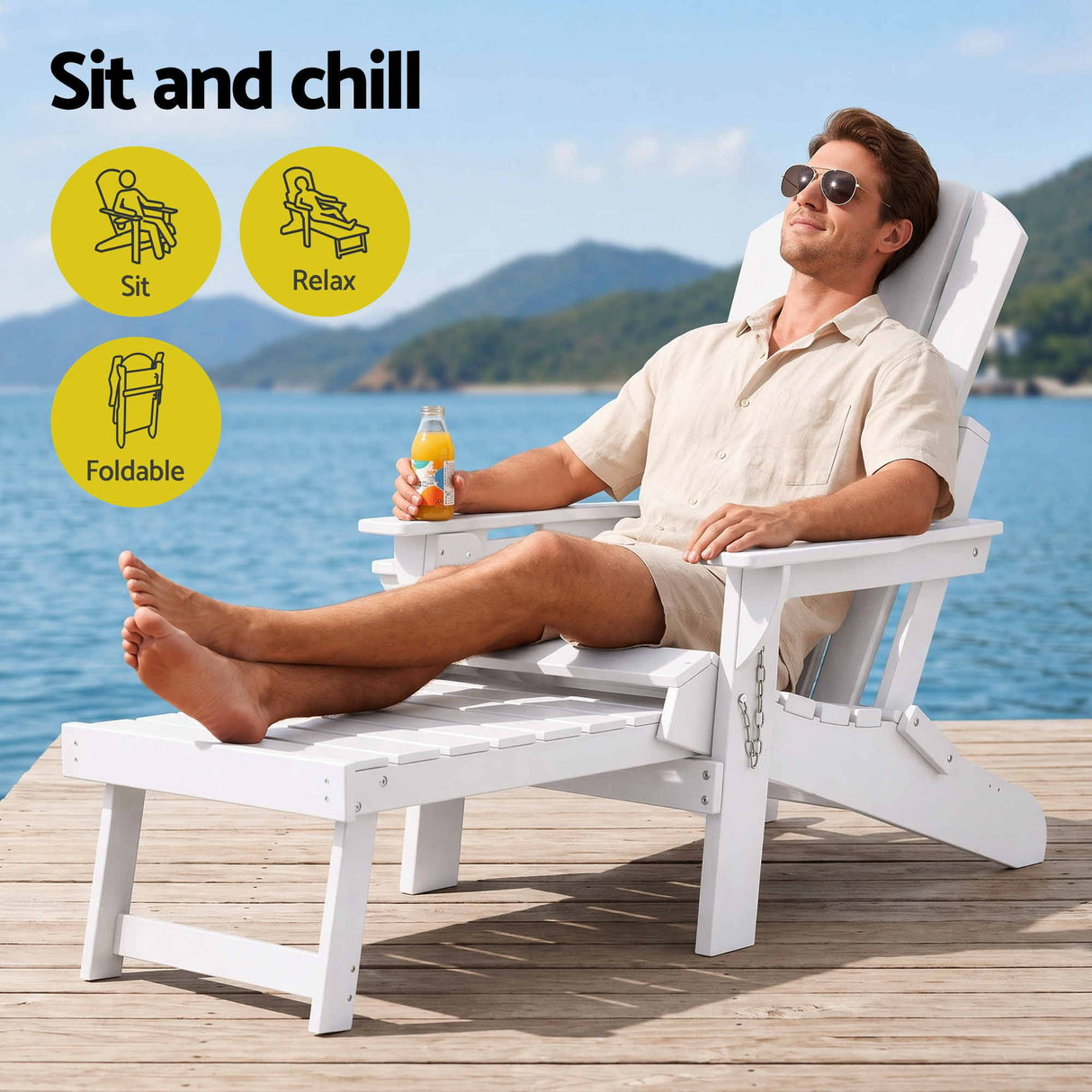 Warilla Folding Adirondack Chair White image 4