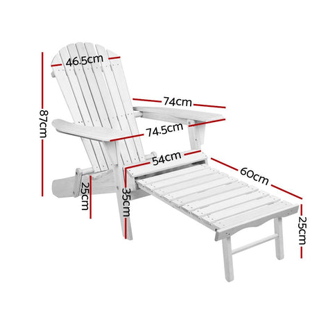 Gardeon 2 Piece Adirondack Outdoor Chairs Wood Foldable with Footstool — Allure Home Collections