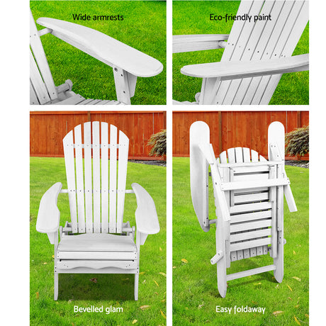 Gardeon 2 Piece Adirondack Outdoor Chairs Wood Foldable with Footstool — Allure Home Collections