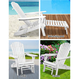 Gardeon 2 Piece Adirondack Outdoor Chairs Wood Foldable with Footstool — Allure Home Collections