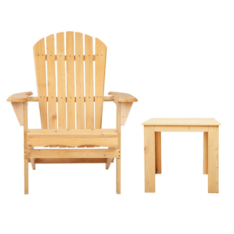 Cannonvale 3 Piece Beach Chair Set, Natural Timber