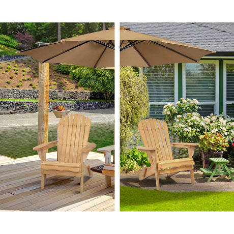 Cannonvale 3 Piece Beach Chair Set, Natural Timber