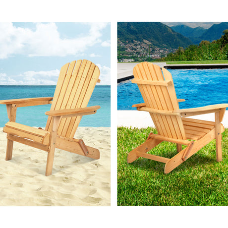 Cannonvale 3 Piece Beach Chair Set, Natural Timber