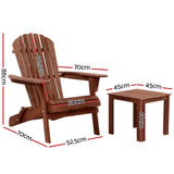 Sandstone Adirondack Chair Set, 3 piece, Brown