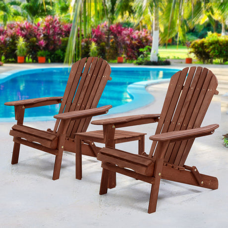 Cannonvale 3 Piece Beach Chair Set, Brown Timber