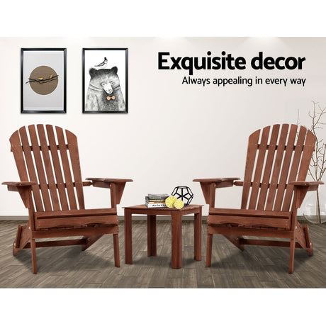 Cannonvale 3 Piece Beach Chair Set, Brown Timber
