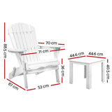 Morawa Adirondack Chair Set, 3 piece, White