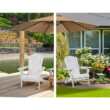 Cannonvale 3 Piece Beach Chair Set, White Timber