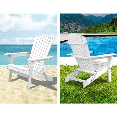 Cannonvale 3 Piece Beach Chair Set, White Timber