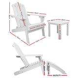 Gardeon 5 Piece Adirondack Outdoor Table and Chairs Set Wooden White — Allure Home Collections