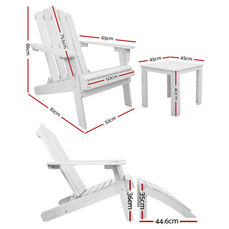 Gardeon 5 Piece Adirondack Outdoor Table and Chairs Set Wooden White — Allure Home Collections