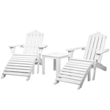 Gardeon 5 Piece Adirondack Outdoor Table and Chairs Set Wooden White — Allure Home Collections