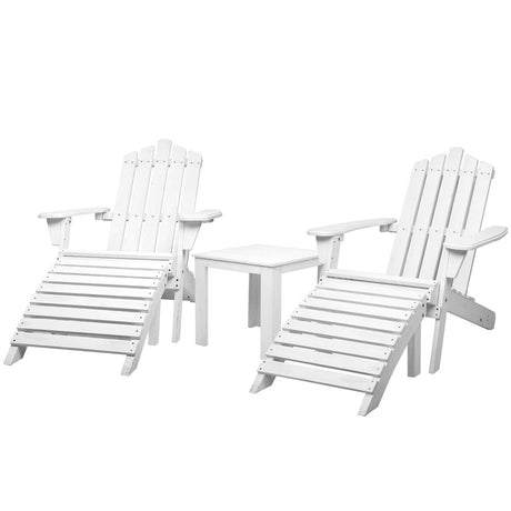 Gardeon 5 Piece Adirondack Outdoor Table and Chairs Set Wooden White — Allure Home Collections