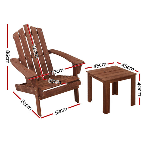 Shute Harbour 3 Piece Beach Chair Set, Brown Timber