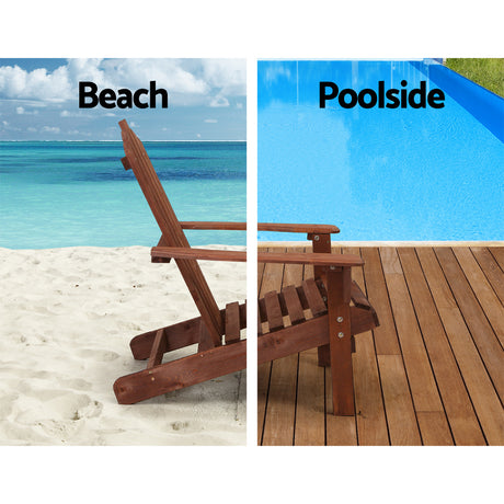 Shute Harbour 3 Piece Beach Chair Set, Brown Timber