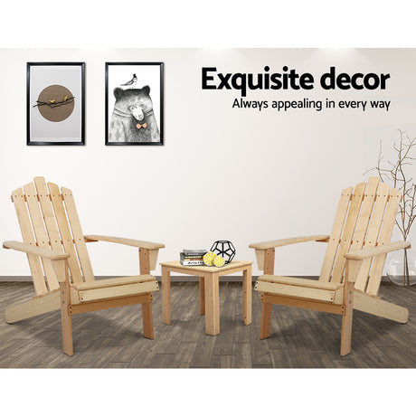 Gardeon Deluxe 3PC Adirondack Chair Set