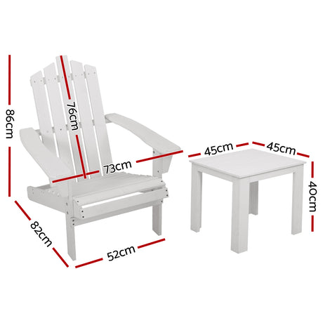 Shute Harbour 3 Piece Beach Chair Set, White Timber