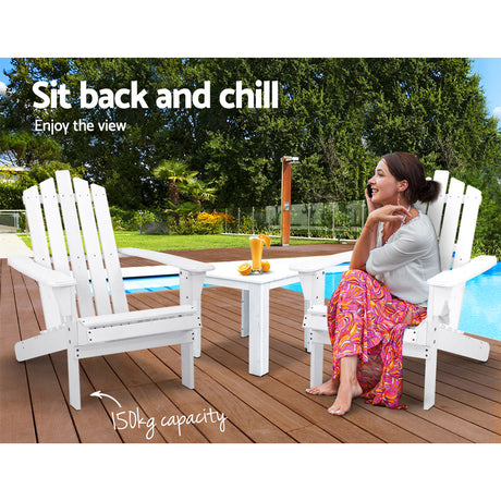 Shute Harbour 3 Piece Beach Chair Set, White Timber