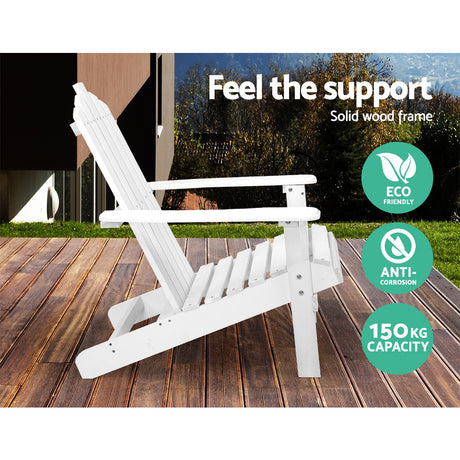 Shute Harbour 3 Piece Beach Chair Set, White Timber