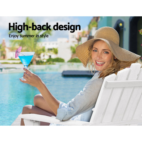Shute Harbour 3 Piece Beach Chair Set, White Timber