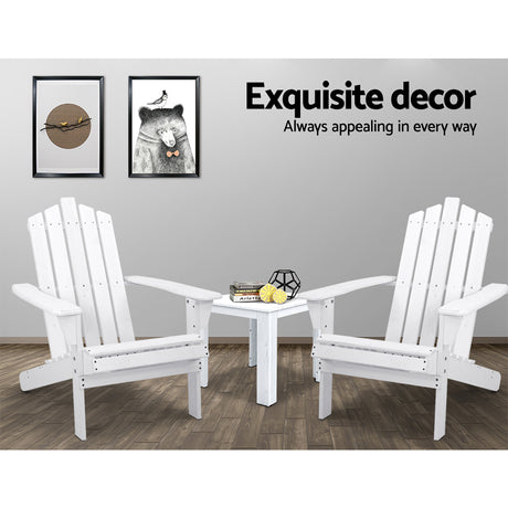 Shute Harbour 3 Piece Beach Chair Set, White Timber