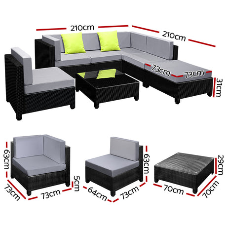 Gardeon 7 Piece Outdoor Wicker Sofa Set with Cover Lounge Setting — Allure Home Collections
