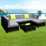 Gardeon 7 Piece Outdoor Wicker Sofa Set with Cover Lounge Setting — Allure Home Collections