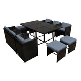 Gardeon 11 Piece Outdoor Wicker Dining Set Table and Chairs Black — Allure Home Collections