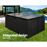 Gardeon 11 Piece Outdoor Wicker Dining Set Table and Chairs Black — Allure Home Collections