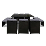 Gardeon 11 Piece Outdoor Wicker Dining Set Table and Chairs Black — Allure Home Collections
