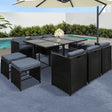 Gardeon 11 Piece Outdoor Wicker Dining Set Table and Chairs Black — Allure Home Collections