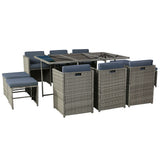 Gardeon 11 Piece Outdoor Wicker Dining Set 10 Seater Grey — Allure Home Collections