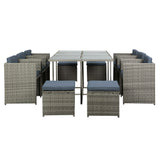 Gardeon 11 Piece Outdoor Wicker Dining Set 10 Seater Grey — Allure Home Collections