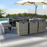 Gardeon 11 Piece Outdoor Wicker Dining Set 10 Seater Grey — Allure Home Collections