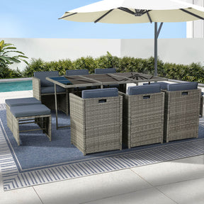 Maroochydore grey wicker outdoor dining set seating ten on a patio