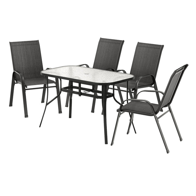 Gardeon 5 Piece Outdoor Bistro Dining Set Table and Chairs Black — Allure Home Collections