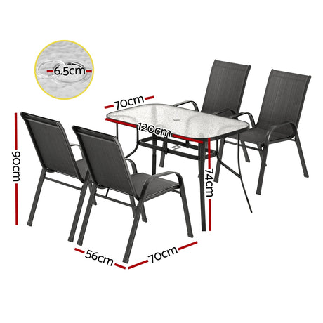 Gardeon 5 Piece Outdoor Bistro Dining Set Table and Chairs Black — Allure Home Collections