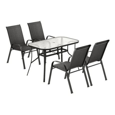 Gardeon 5 Piece Outdoor Bistro Dining Set Table and Chairs Black — Allure Home Collections