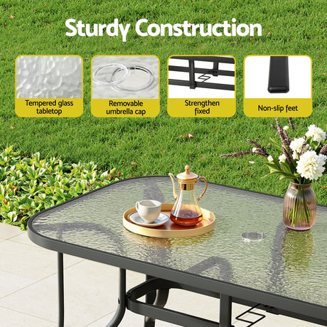 Gardeon 5 Piece Outdoor Mesh Dining Set Table and Chairs Grey — Allure Home Collections