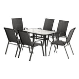 Gardeon 7 Piece Outdoor Bistro Dining Set Table and Chairs Black — Allure Home Collections
