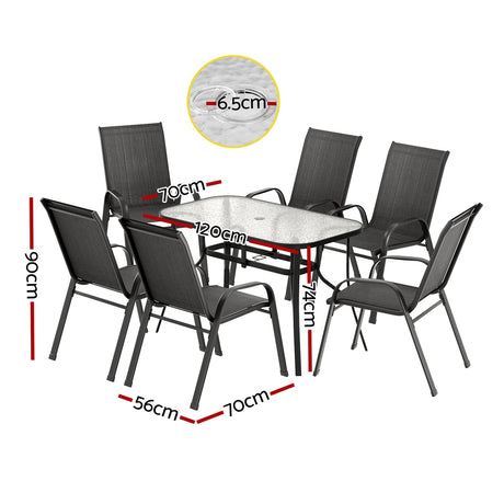 Gardeon 7 Piece Outdoor Bistro Dining Set Table and Chairs Black — Allure Home Collections