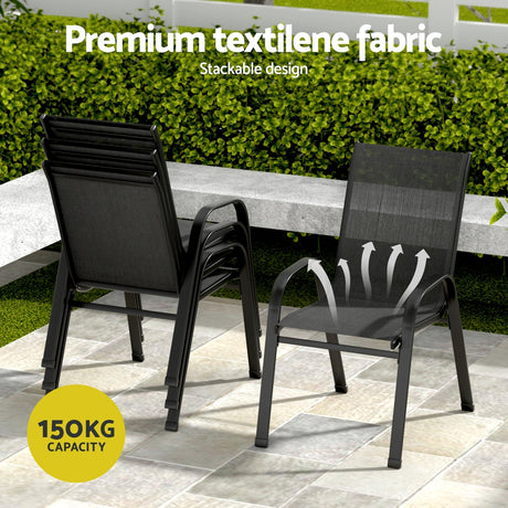 Gardeon 7 Piece Outdoor Bistro Dining Set Table and Chairs Black — Allure Home Collections