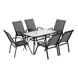 Gardeon 7 Piece Outdoor Bistro Dining Set Table and Chairs Grey — Allure Home Collections